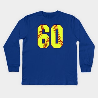 Fastpitch Softball Number 60 #60 Softball Shirt Jersey Uniform Favorite Player Biggest Fan Kids Long Sleeve T-Shirt